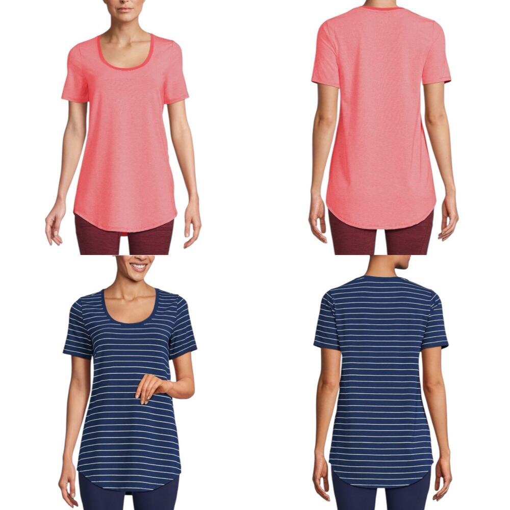 Lands End Short Sleeve Power Performance Scoop Neck Curved Hem Tunic Tee XL TALL